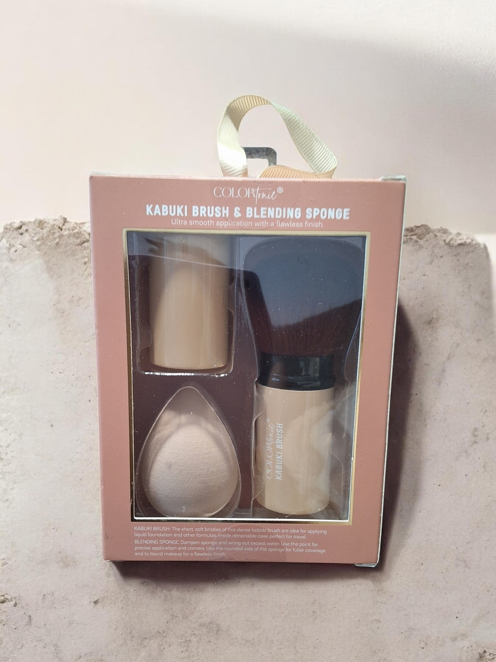 ColorTrac Kabuki Brush & Blending Sponge Set - Beige/Powder Pink Packaging